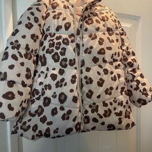 GAP Kids Leopard Print Puffer Jacket - Brown and Cream